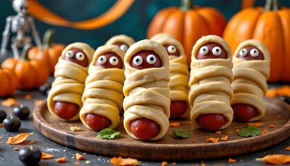An assortment of decorated doughnuts arranged in the shape of pigs on a dark surface