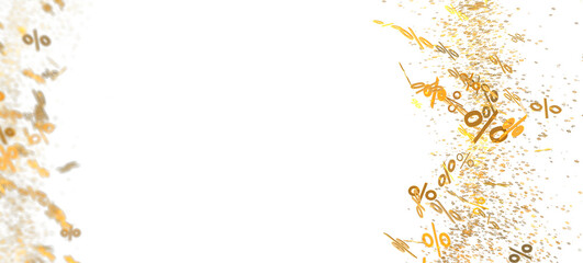 White background with golden percentage symbols. Ideal for sale banners and promotions.