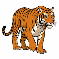 Obraz premium Detailed Illustration of a Bengal Tiger Walking
