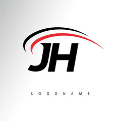 Fototapeta premium JH Modern Minimalist Letter Monogram Logo - Sleek Stylish Branding & Visual Identity Design