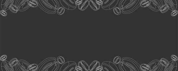 Coffee Bean Border Frame on Dark Background – Minimalist Line Art Design