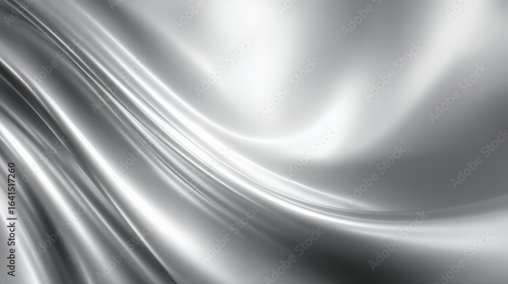 Poster abstract silver metallic wave background with dynamic flowing lines and smooth texture for modern de