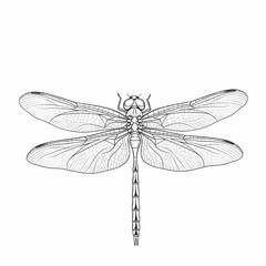 Detailed Line Art of a Dragonfly

