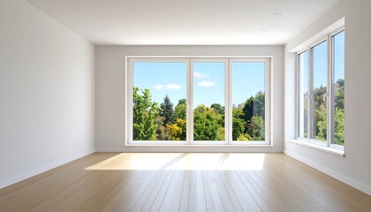 Obraz premium Empty room with large windows