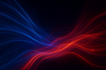 Red light fiber optic cables on a dark background