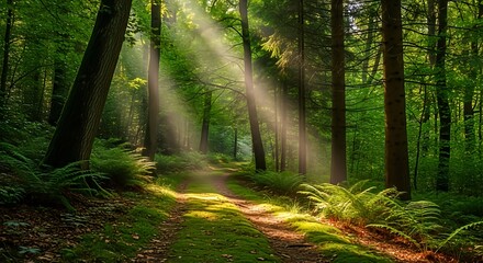 Fototapeta premium Sunlit forest path 
