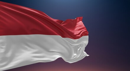 Indonesian Flag Waving Against Dark Background