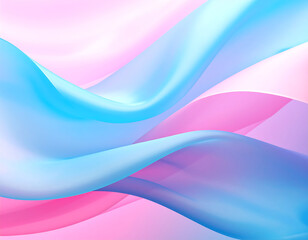 Fototapeta premium Abstract flowing fabric in shades of pink, blue, and white, creating a soft, dynamic, and elegant visual effect.