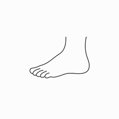 Simple Line Drawing of a Bare Foot: Minimalist, Clean, and Elegant Design for Wellness or Medical Concepts.
