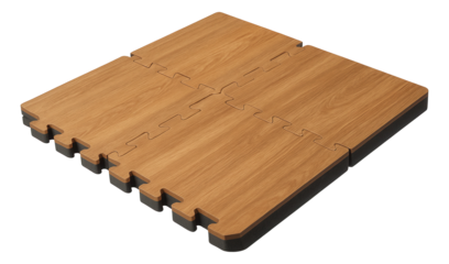 Interlocking EVA foam tiles with wood grain finish for home gym flooring