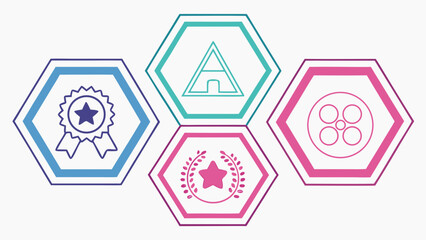 Award Winning Film Festival Hexagon Icons