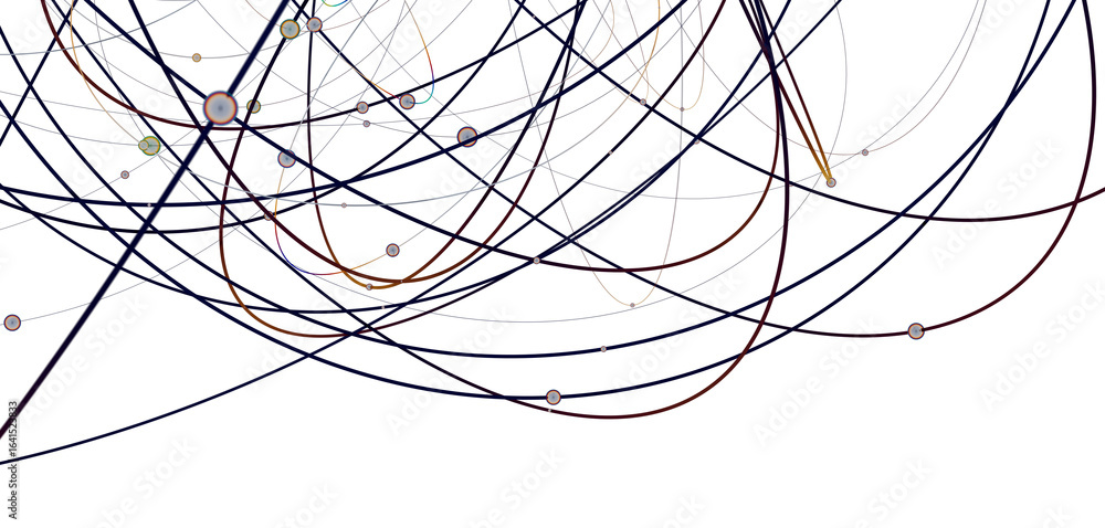 Poster multi color connected lines and dots network 3d illustration