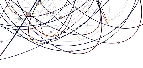 Multi color connected lines and dots network 3d illustration