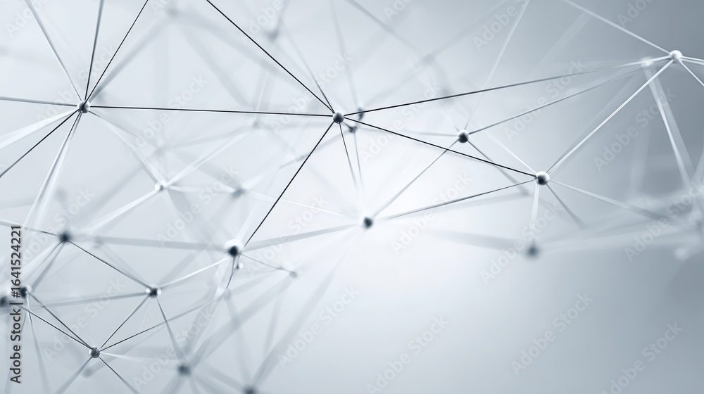 Fototapete abstract network connection with nodes and lines in a modern, clean design for technology