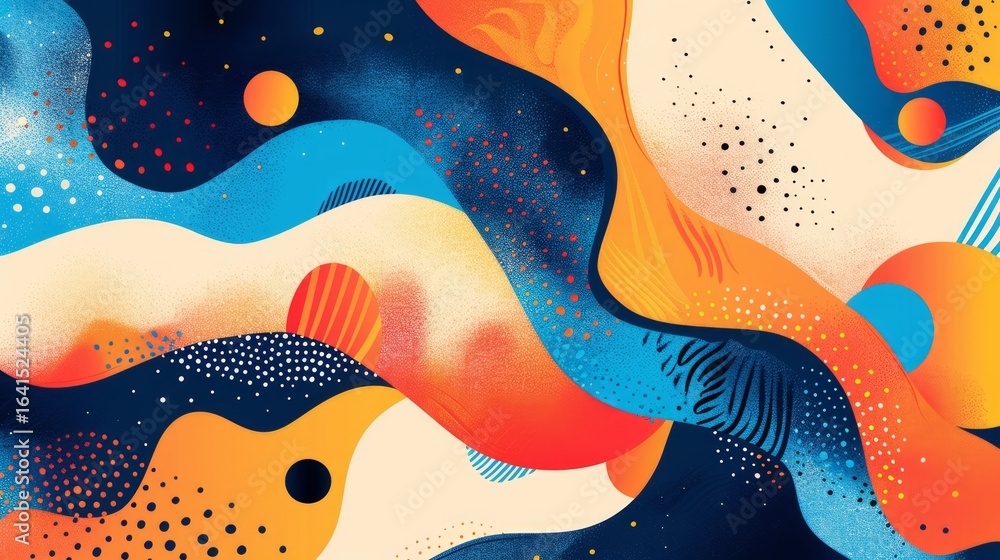 Poster the image showcases an abstract, psychedelic design with intricate patterns and bold shapes