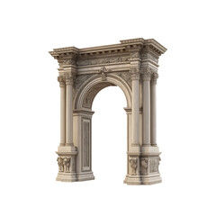 A realistic photo of an archway with columns, in an architectural style, on a white background