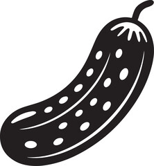 Pickle Silhouette – Black and White Vegetable Illustration