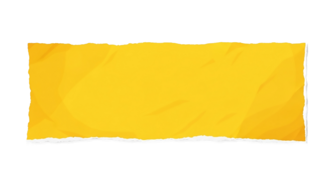 Torn yellow paper texture isolated on transparent background, a versatile design element for adding a vintage or abstract touch