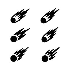 Fototapeta premium Vector art of collection of comet and meteor icons isolated on white background