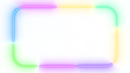 HUD tech neon rectangle frame with vibrant RGB glow, perfect for social media futuristic, game streaming background. sci-fi digital content .