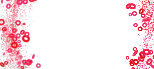 Pink and red rings falling on white background. Perfect for websites, presentations, and more!