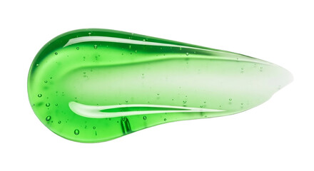 Green gel smear isolated on transparent background for cosmetic product or skincare ingredient with aloe vera, hyaluronic acid, and natural extract