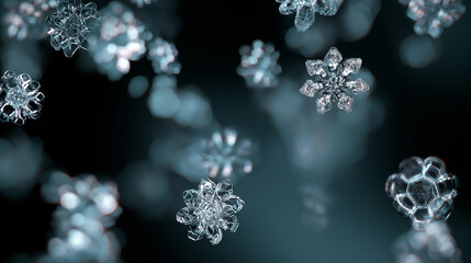 Christmas glass snowflakes bokeh magical background