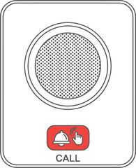 Intercom System with Bell and Hand Icon for Assistance on White