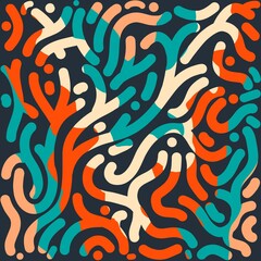 Abstract Seamless Pattern with Colorful Geometric Shapes in Retro Style