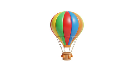 Naklejka premium Colorful hot air balloon with basket isolated on transparent background