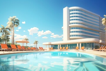 Naklejka premium Hotel outdoors architecture building.