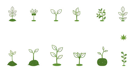 small plants set, big plants set, jungle plants, garden plants set, exotic plants, flower plants set, natural plants, eco plants set, decorative greenery, vector plants set, plant icons set, plant sil