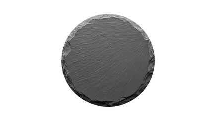 Round slate coaster isolated on transparent background, perfect for showcasing food and drinks with its natural texture and elegant presentation