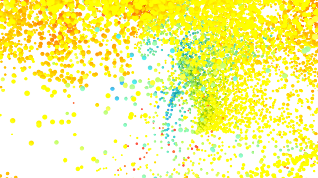 Vibrant yellow, blue, and red dots burst across white. Perfect for modern designs.