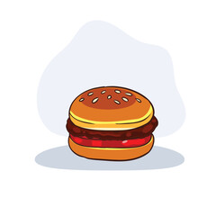 vector art of a tasty hamburger with tomato and grilled patty perfect for menus and fast food branding