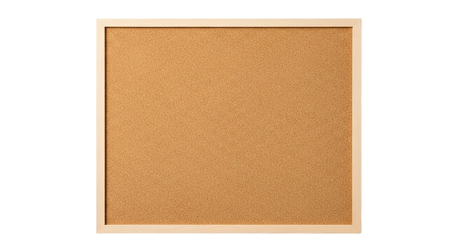 Corkboard with wooden frame isolated on transparent background, perfect for displaying notices, memos, and reminders in an organized way
