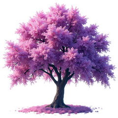 Fototapeta premium Vibrant illustration of a blossoming cherry tree against a transparent background