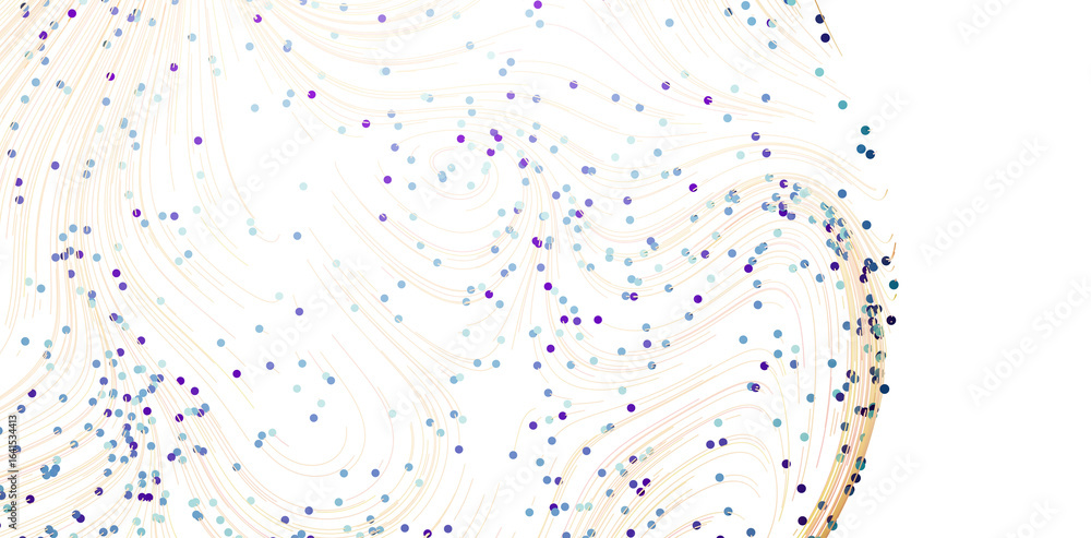 Poster abstract background with flowing lines and scattered dots. perfect for tech, science, or design proj