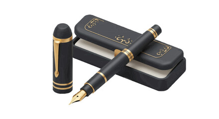 3D vector icon of a luxury pen set, plain white background
