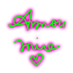 doodle written amore mio my love in neon