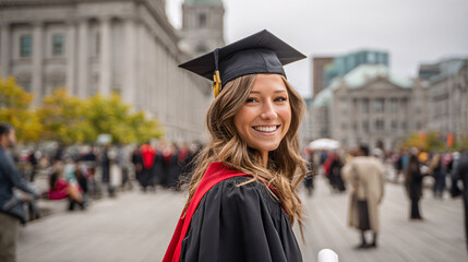 Graduation Celebration, Young Woman, City Square, Photo, Autumn, Portrait, Achievement