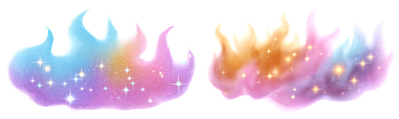 Dreamy Flame with Stars Clipart for Whimsical Designs Isolate on Transparent Background, cutout, png