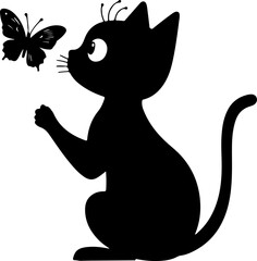 Curious Cats and Butterfly Silhouette