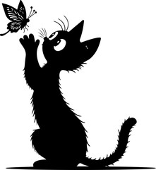 Curious Cats and Butterfly Silhouette
