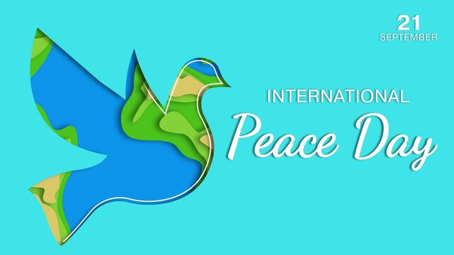 international peace day  animated banner design with  dove silhouette paper cut  video footage
