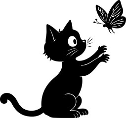 Curious Cats and Butterfly Silhouette