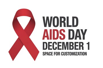 Stand united for World AIDS Day on December 1st with this impactful awareness graphic featuring the iconic red ribbon and customizable space.