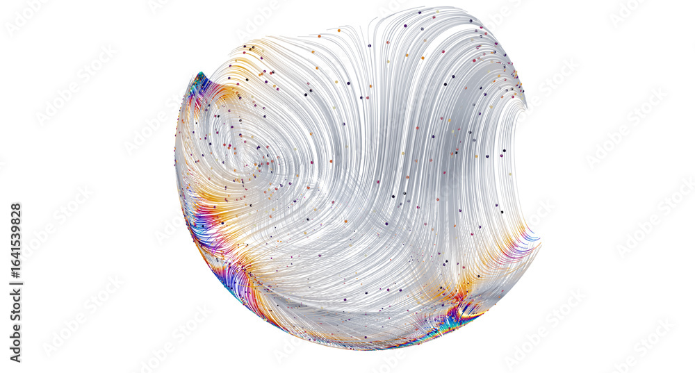 Poster colorful abstract image depicting data flow and connections. ideal for tech, ai, and network concept