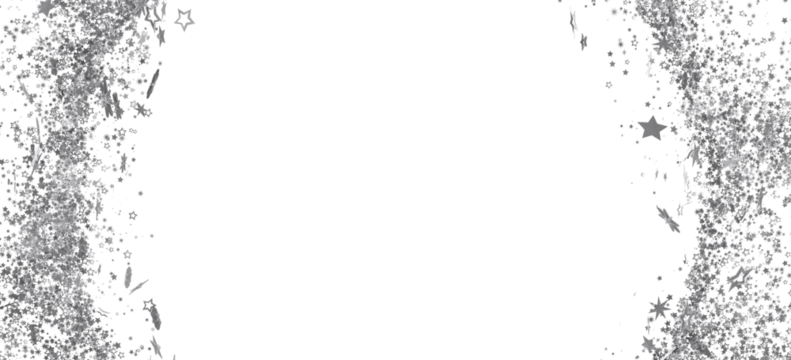 Sparkling silver glitter and stars border. Perfect for holidays, celebrations, and more.