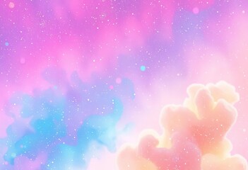 Pastel rainbow unicorn sky, glittering galaxy candy, watercolor texture, holographic abstract vector illustration,  sparkling,  texture